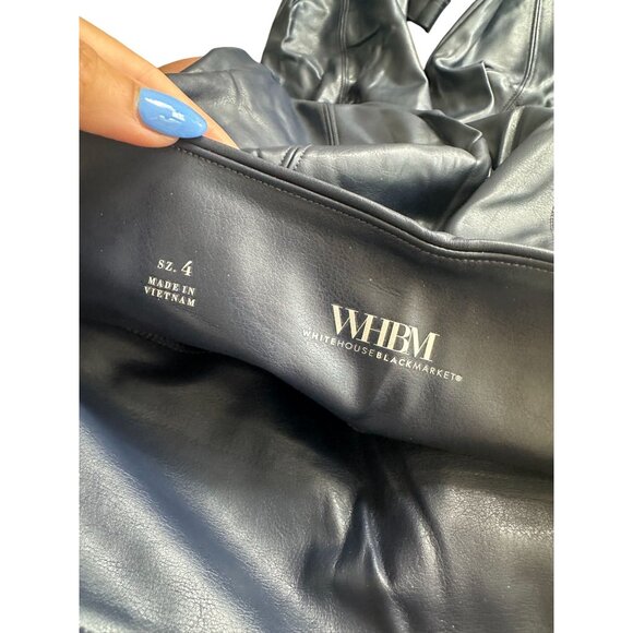 WHITE HOUSE BLACK MARKET Navy Leatherette Runway Leggings Size 4 - Picture 7 of 9